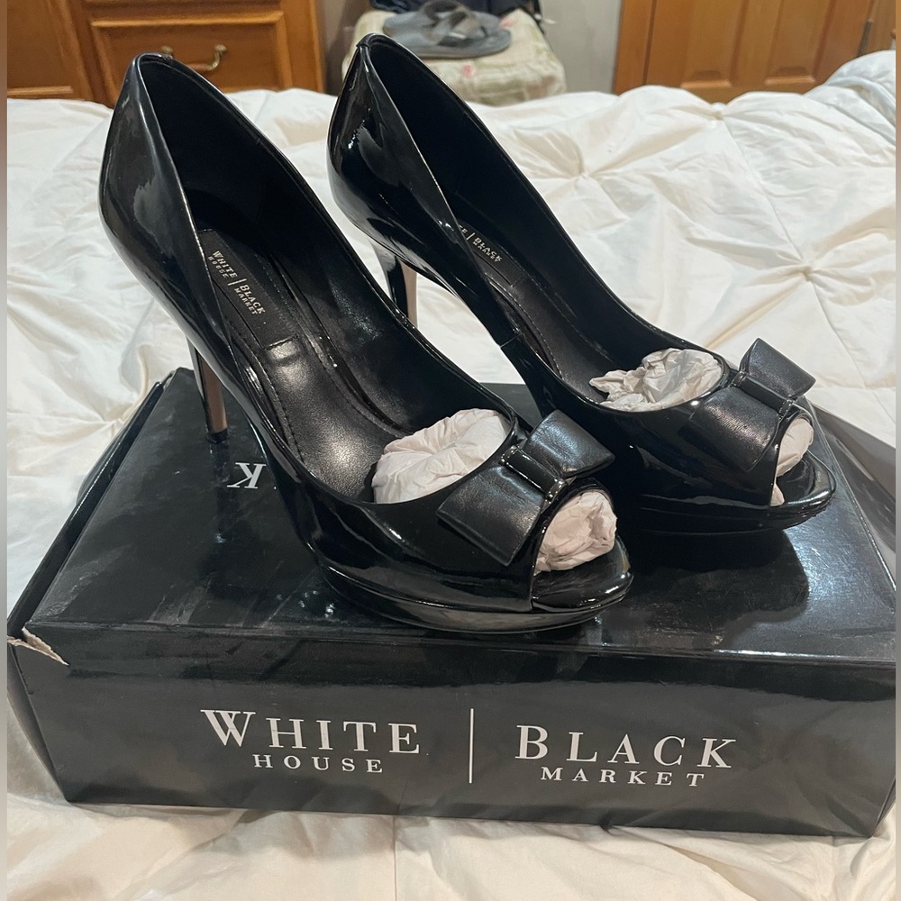 White House Black Market Black heel with bow